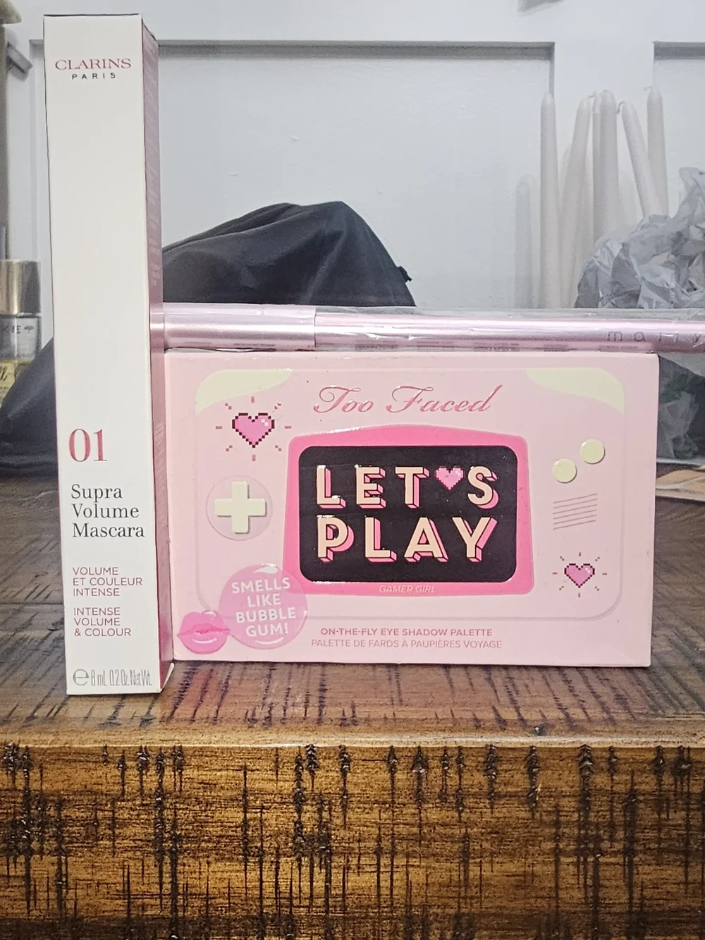 NEW Too Faced Let's Play Eyeshadow Palette & Clarins Supra Volume Mascara Bundle